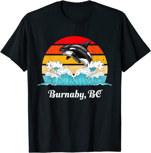 Vintage Burnaby BC Distressed Orca Killer Whale Art T-Shirt