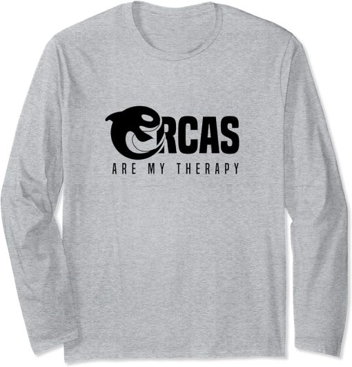 Ironic Saying Whales Orcas as Therapy Long Sleeve T-Shirt